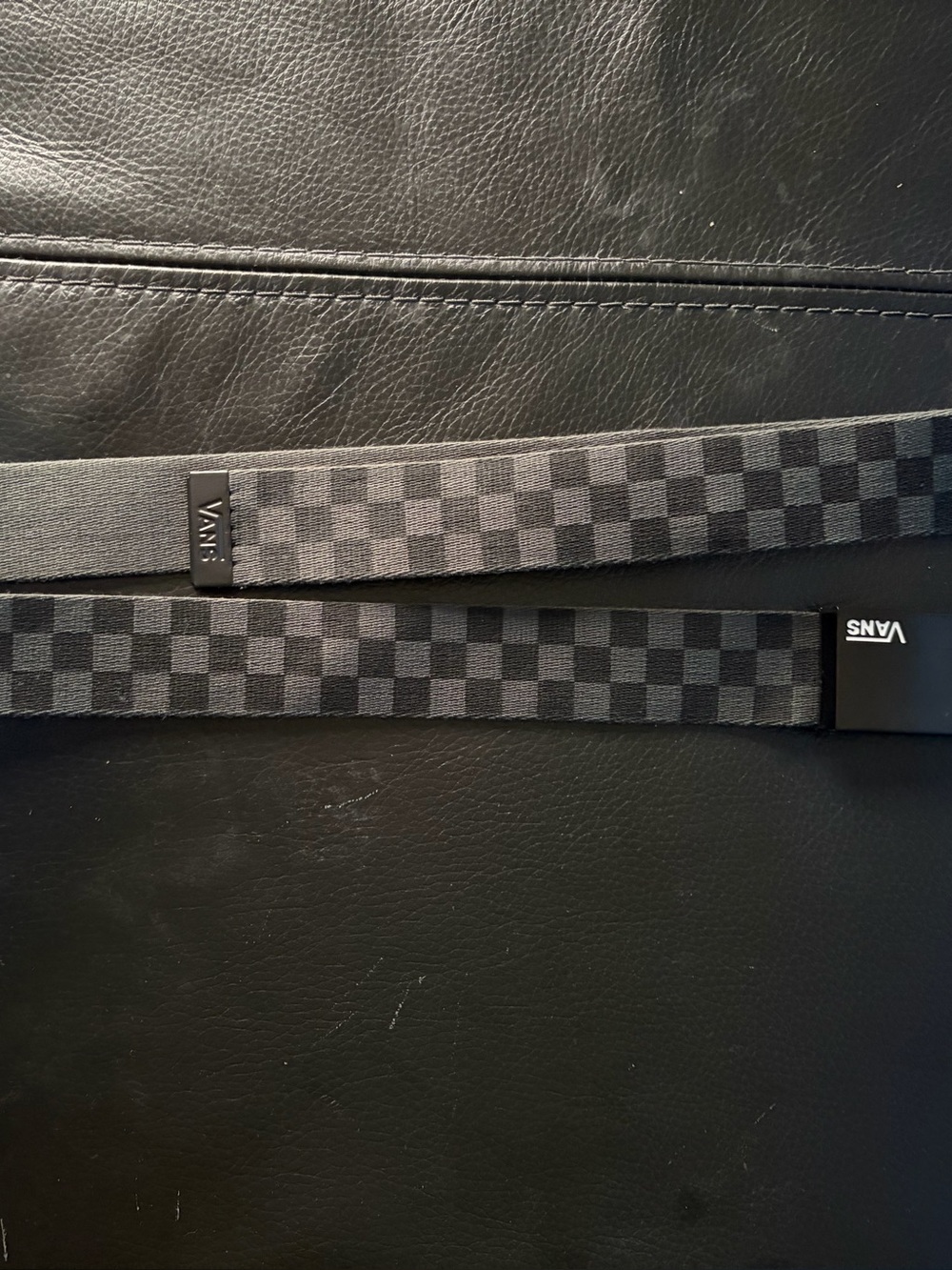 Vans unisex Black and Gray Checkerboard Webbing Belt